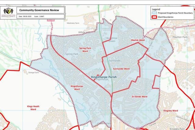 Proposed boundaries of Kingsthorpe Parish Council