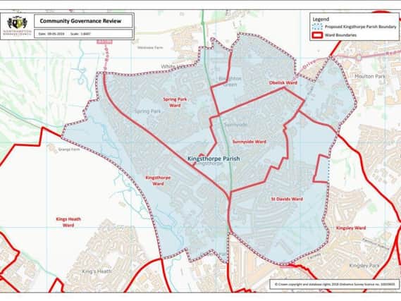 Proposed boundaries of Kingsthorpe Parish Council