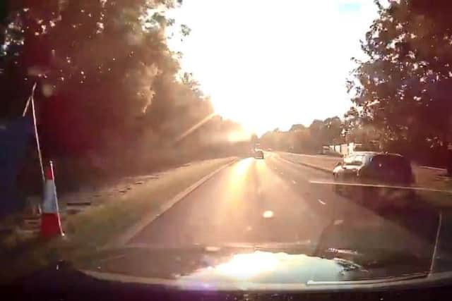 An image taken from footage captured by Chief Constable Nick Adderley's dashcam