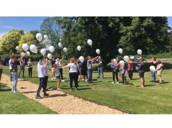Balloons were launched to spread a message of the dangers of knife crime.