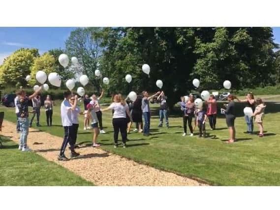 Balloons were launched to spread a message of the dangers of knife crime.