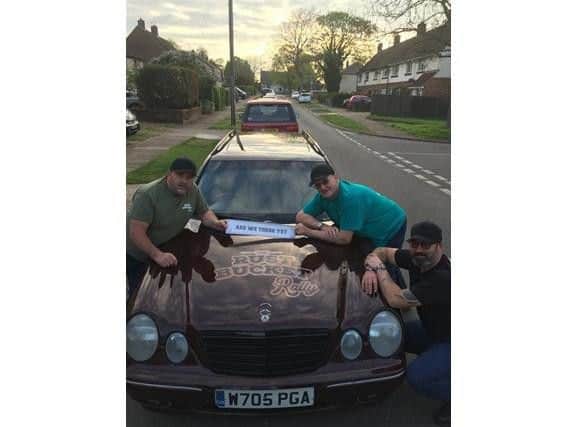 The team have serviced and decorated the 20-year-old Mercedes Estate ready for her trip around Europe.