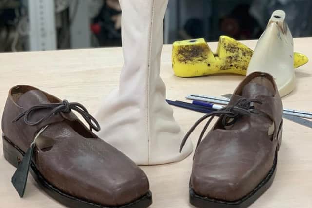The Venetian chopines being made by specialist shoemaker Andy Burke. Photo: Northampton Borough Council