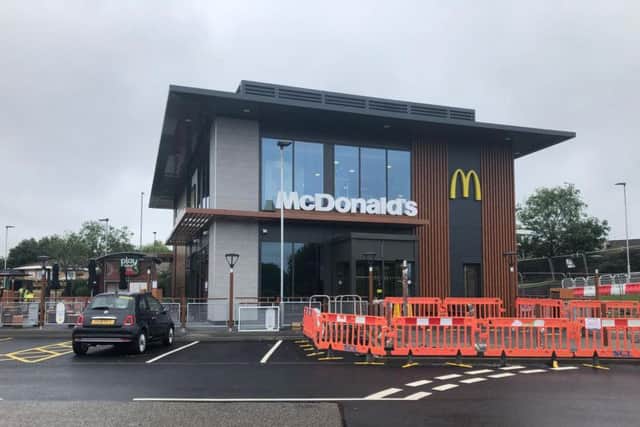 The drive-thru restaurant has an outdoor play area on site.