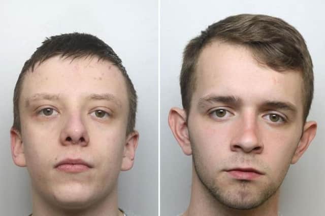 Aiden Mandley (left) and Ryan Thornhill (right) are wanted by police in connection to a burglary in East Hunsbury.