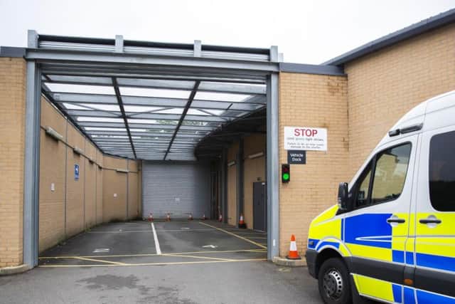 Behind the Brackmills-based building detainees will be taken through the shutters in a police vehicle after an arrest has been made. The secure shutters are in place to ensure the detainees do not escape.