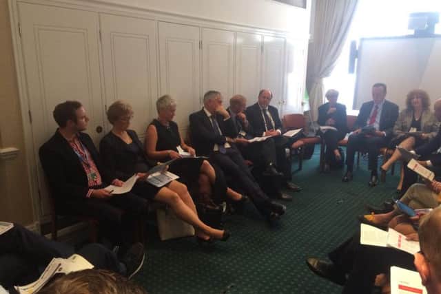 The county's senior health and local government officials, including Commissioner Tony McArdle were at the Westminster meeting.