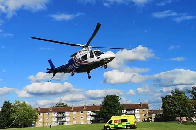 The air ambulance landed in Kings Heath park yesterday.