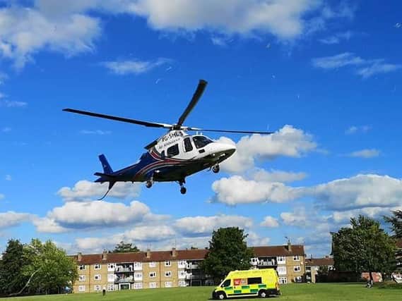 The air ambulance landed in Kings Heath park yesterday.