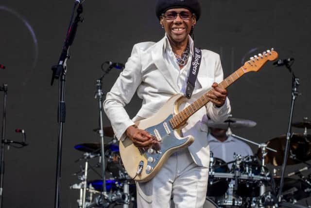 Nile Rodgers kept the crowd eating out of the palm of his hand all night as the sun set on the Gardens.