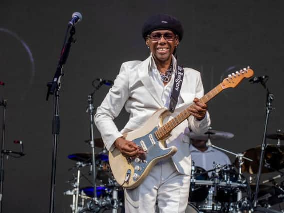 Nile Rodgers kept the crowd eating out of the palm of his hand all night as the sun set on the Gardens.