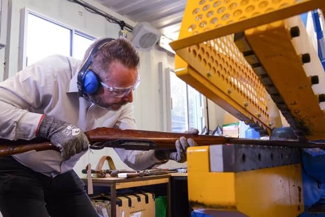 Northamptonshire Police will destroy any guns handed into them through the surrender in a hydraulic press.