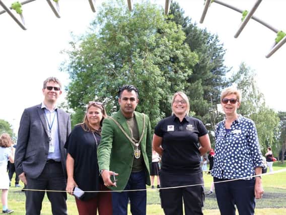 The mayor of Northampton Nazim Choudary pictured officially cutting the ribbon to unveil the new park.