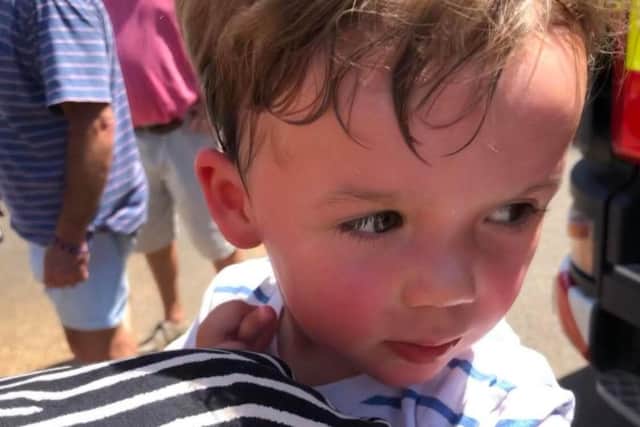 One-year-old Teddy was left distraught after the incident in the baking hot sun.