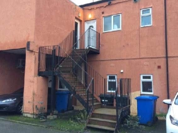 Mr Meilunas' body was found in the first floor flat on the left.