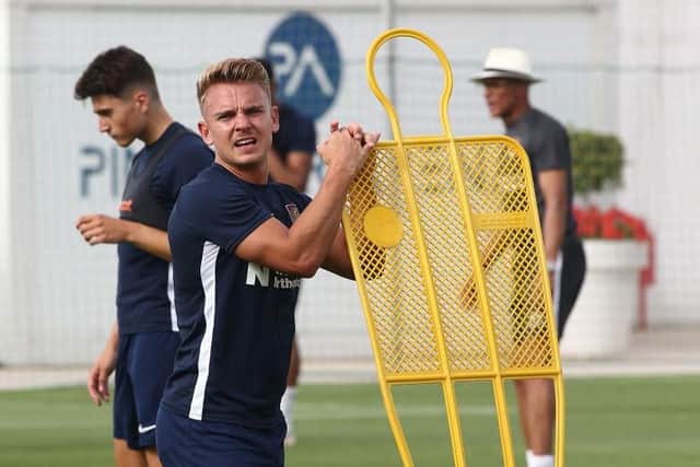 Training in Spain has been tough for Sam Hoskins and the rest of the Cobblers players
