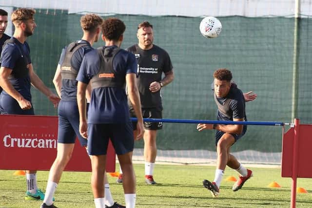 The Cobblers players enjoyed a head tennis tournament on Wednesday evening (Picture: Pete Norton)