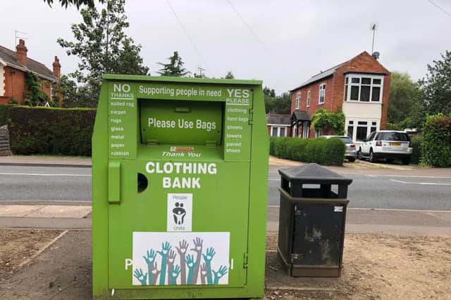 This bin has now been positioned in front of the Co-op in Duston and is allegedly fake.
