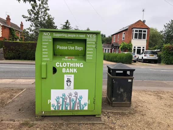This bin has now been positioned in front of the Co-op in Duston and is allegedly fake.