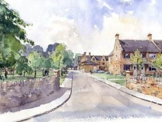 A sketch outlining how the new development of Overstone Farm will look