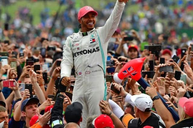 Lewis Hamilton celebrates