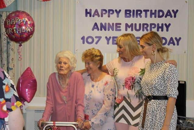 Anne was surrounded by her family, including daughter Jean, granddaughter Jeanette and great-grandaughter Eleanor.