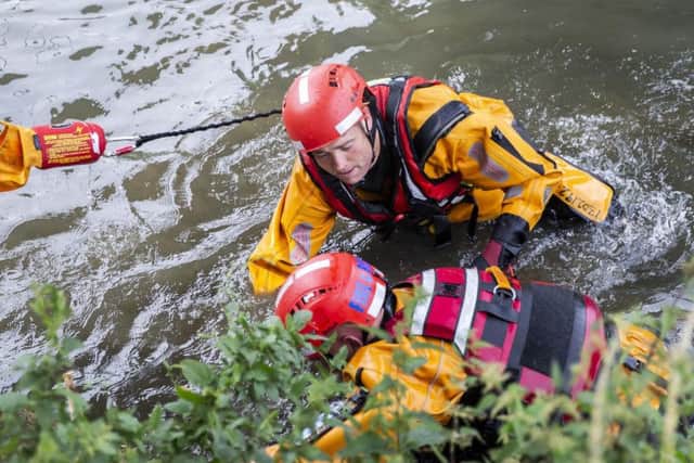 At The University of Northampton campus on Wednesday afternoon firefighters staged a 'throw line' water rescue drill to highlight the efforts which go into a water rescue mission.