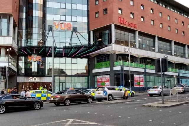 Police at the scene on Saturday night