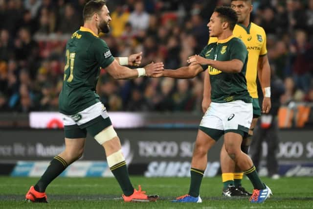 Cobus Reinach and Herschel Jantjies (right) both impressed for the Springboks last Saturday