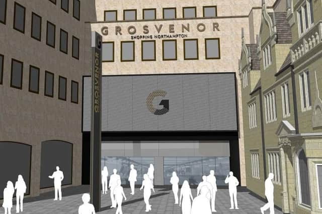 The proposed Market Square entrance will lose the glass canopy and its existing "helmet" logo.