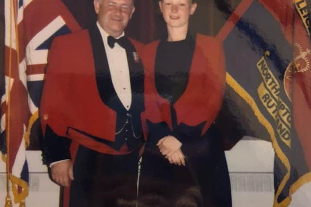 Maria pictured as a cadet with her father.