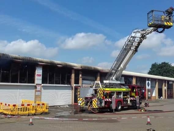 Firefighters on the scene of the fire at a factory on Studland Road. Photo: Northamptonshire Fire and Rescue Service