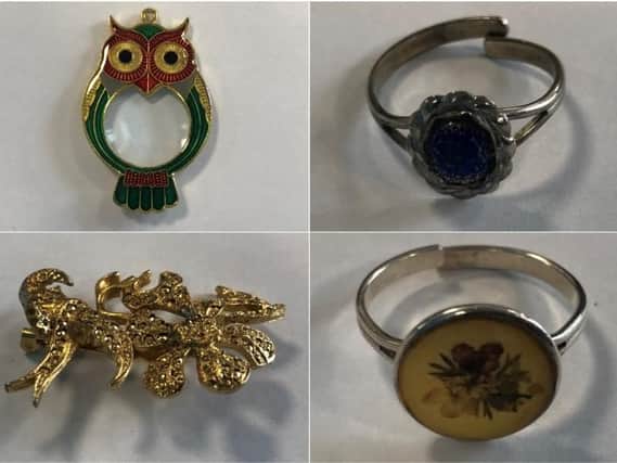 The costume jewellery found in a sock during a police raid over a series of burglaries. Photos: Northamptonshire Police