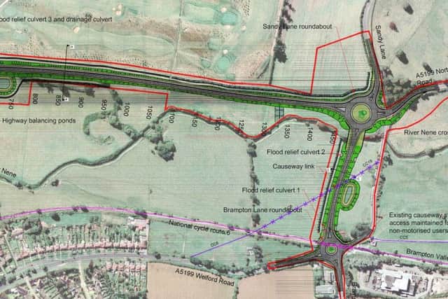 The latest plan for how the North-West Relief Road would look. Photo: Northamptonshire County Council
