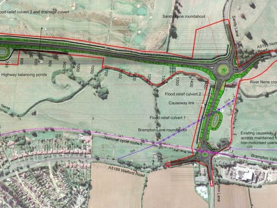 The latest plan for how the North-West Relief Road would look. Photo: Northamptonshire County Council