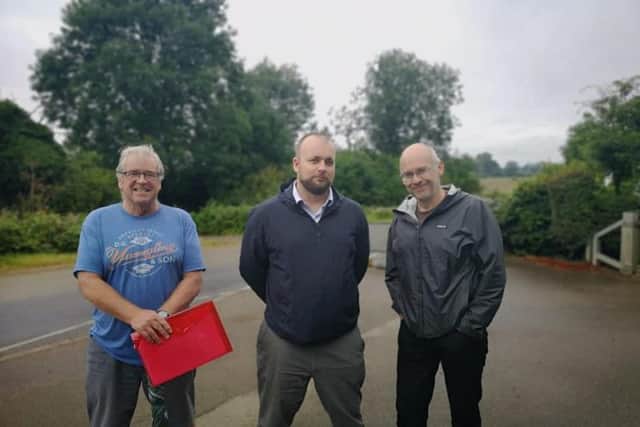 (L-R) Whitehills and Spring Park Residents Association members Patrick Cross, Sean Brady and Steve Miller after carrying out the traffic survey