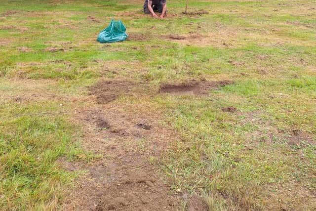 Mark Leggett looking for graves in the second part of the site. Photo: Claire Potts