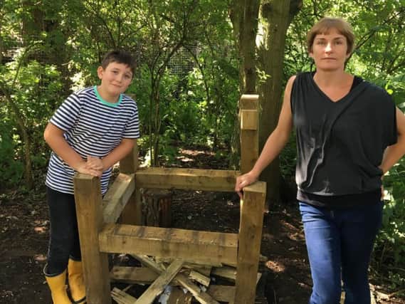The chair at Sustrans' outdoor classroom in Brampton Valley has been repeatedly vandalised.