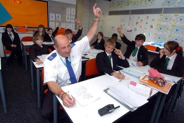 Mr Franklin sat a GCSE exam with his students at Corby Business Academy in 2011 to help understand their work.