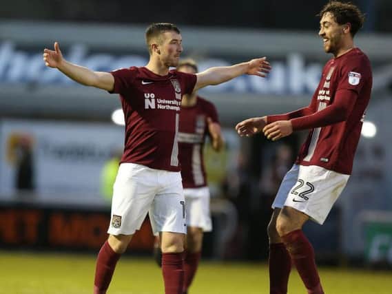 Chris Long celebrates the first of his two goals in the Cobblers' 2-1 win over Walsall at Sixfields in December, 2017
