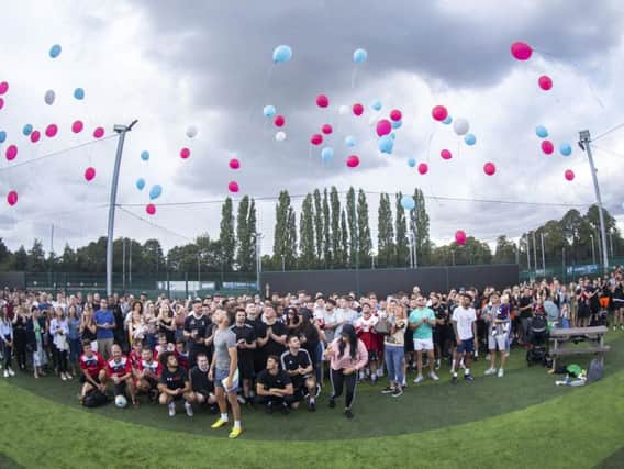 Balloons were released at Goals Northampton to remember Glenn Davies