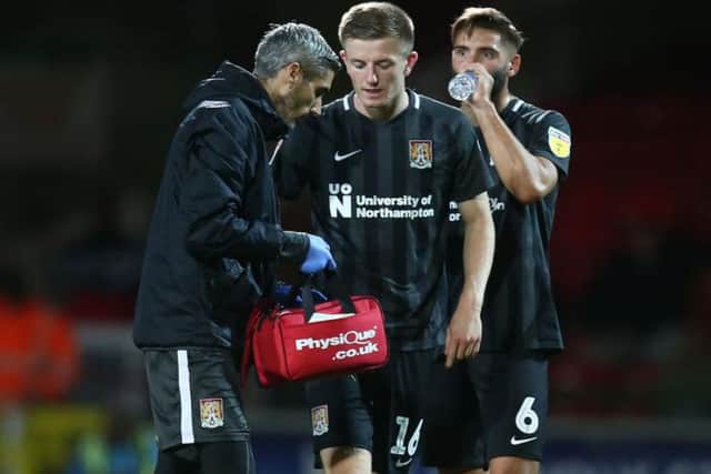 Scott Wharton picked up an injury at Swindon