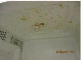 The inside of the microwave was found to be dirty at the time of the inspection.