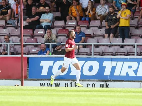 Andy Williams celebrates his goal on Saturday