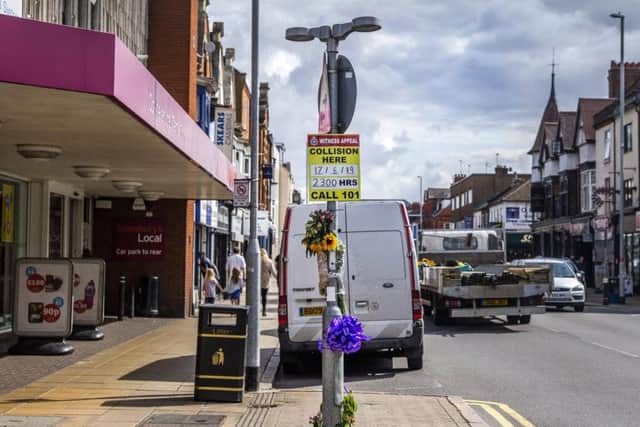 Floral tributes were left at the scene of a fatal crash on Wellingborough Road on August 17