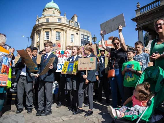 Northampton International Academy students joined the protest after walking from school to meet other activists in town.