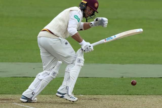 Northants 445 (Procter 81no, pictured, Wakely 76, Rossington 67) & 10-0) drew with Middlesex 271 (Buck 5-54) & 317-4 (Buck 3-35)