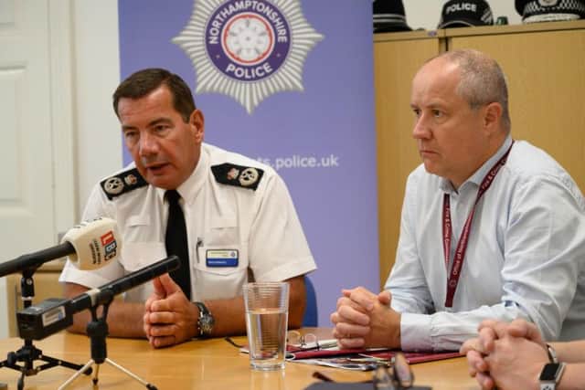 Chief Constable Nick Adderley and police, fire and crime commissioner Stephen Mold talk about the damning report into Northamptonshire Police. Photo: Northamptonshire Police