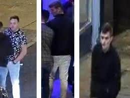 Police want to speak to these three men about an assault. Photo: Northamptonshire Police