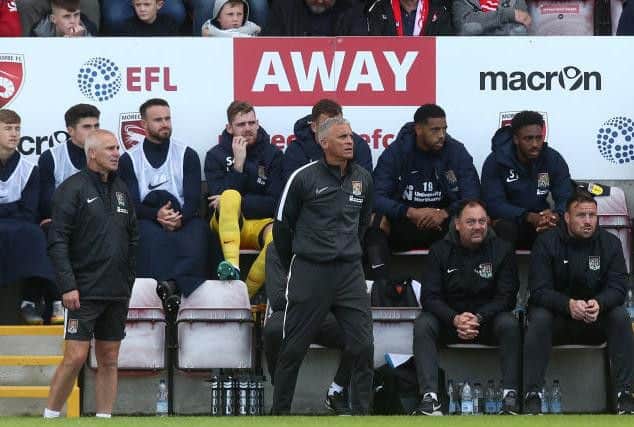 Keith Curle observes from the touchline. Picture: Pete Norton